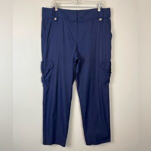 St. John Satin Navy Blue Cargo Pants Lightweight Size 14